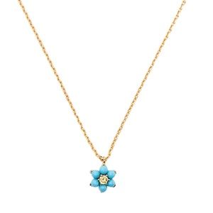 KATE SPADE • Gold Myosotis Flower Turquoise Pendant Necklace